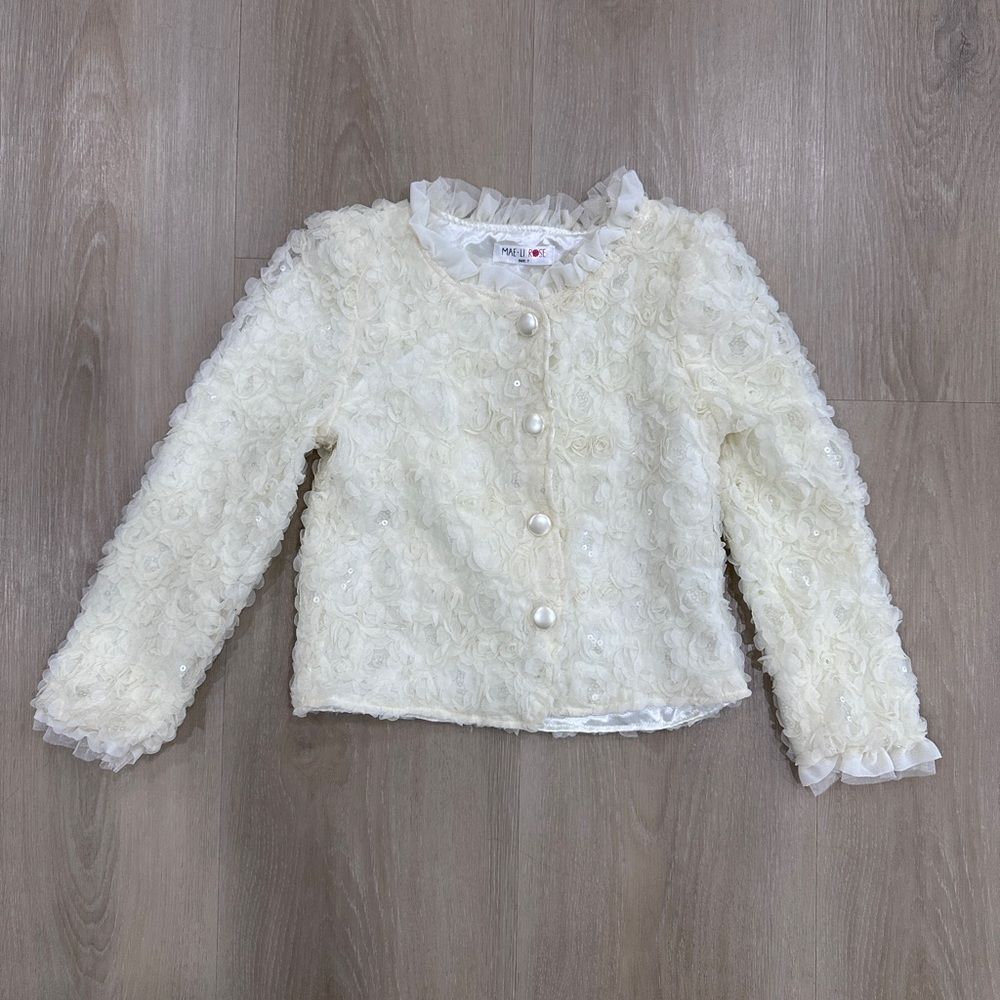 Girl’s Tulle Cream Jacket, size 7